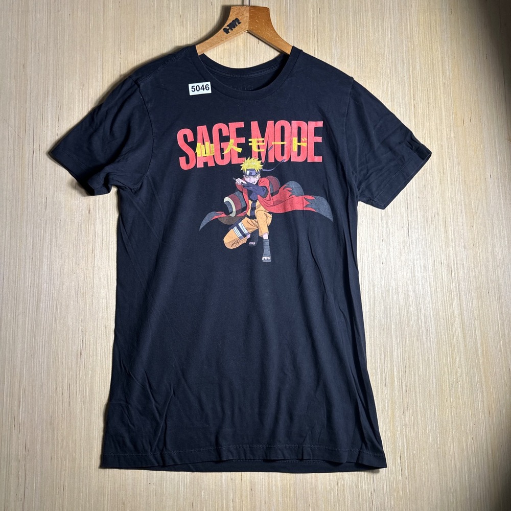 Naruto Sage Mode T Shirt Mens Small Black Anime Graphic Tee Shippuden Uzumaki